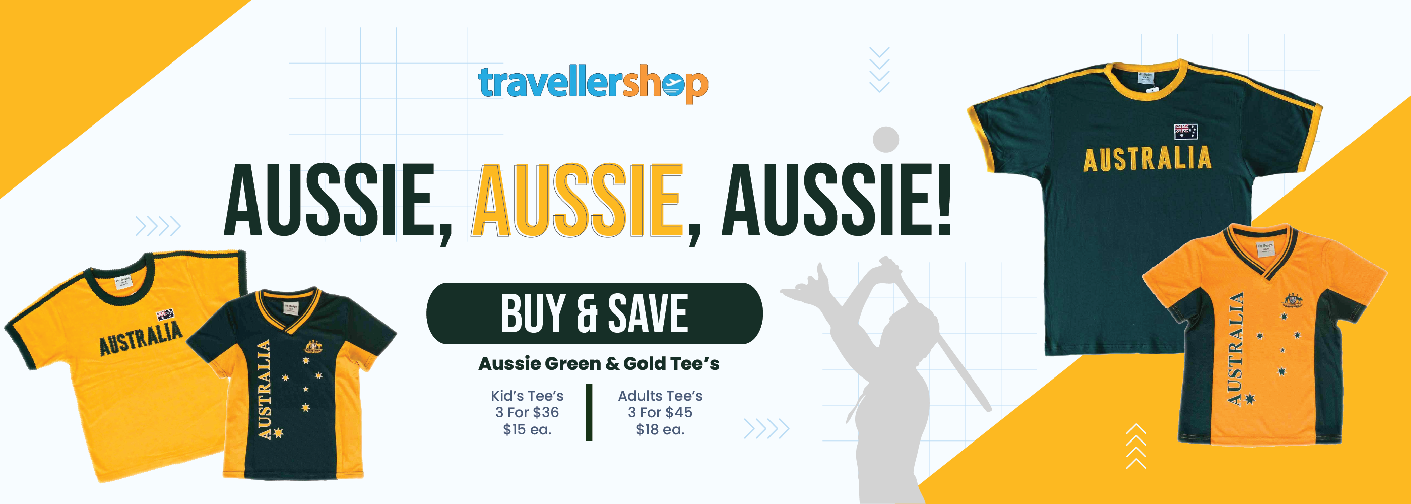 Green & Gold Aussie Tee's Sale