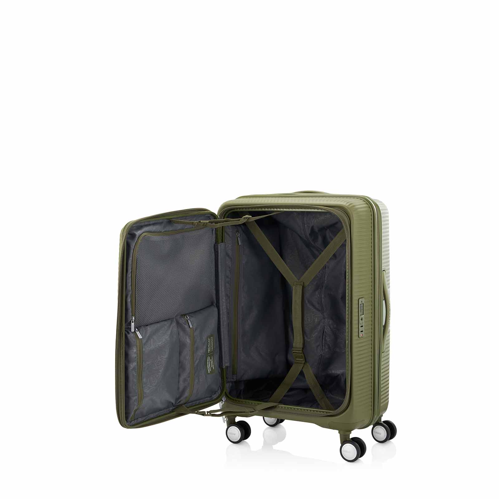 American-Tourister-Curio-Book-Opening-68cm-Suitcase-Khaki-Open