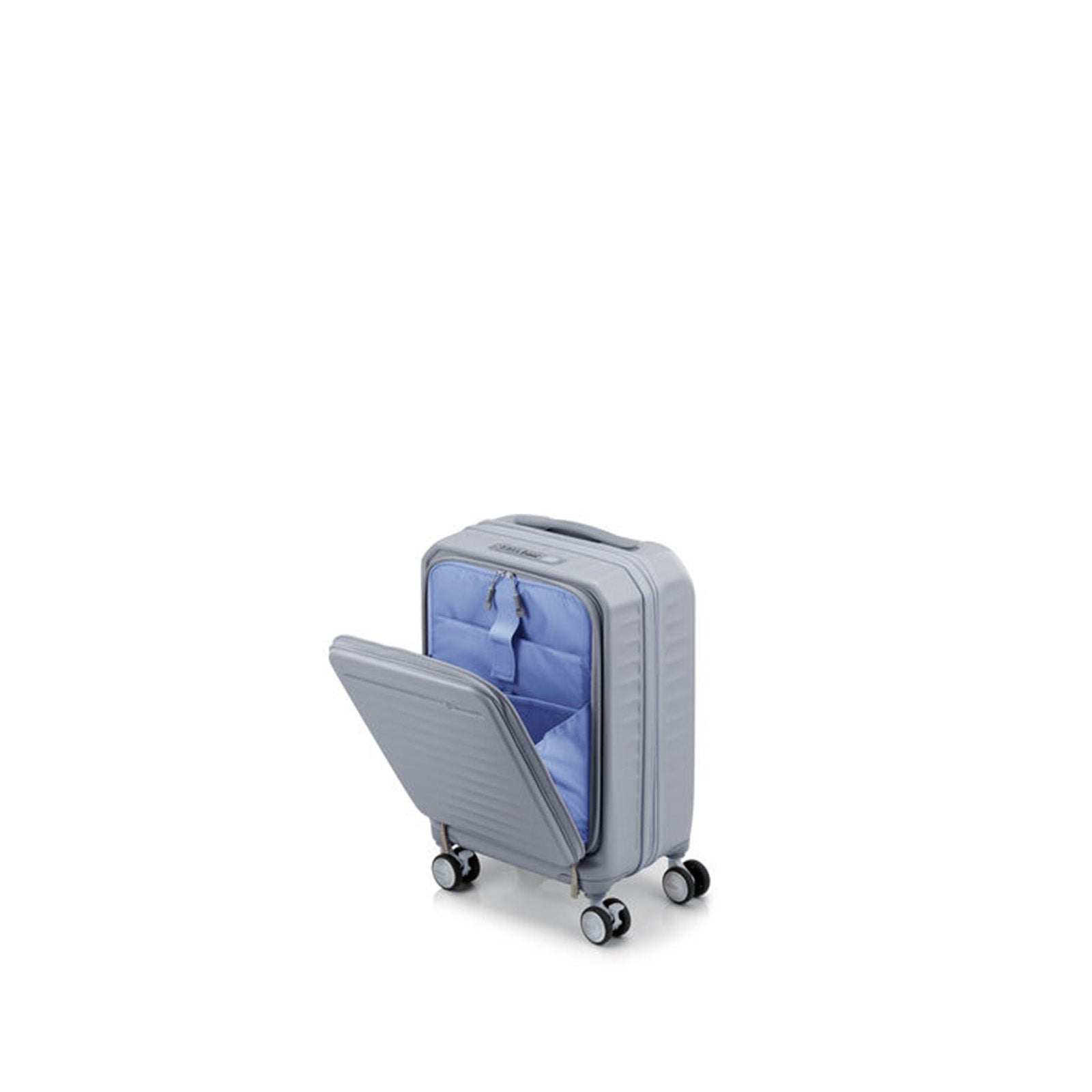 American-Tourister-Frontec-54cm-Suitcase-Cool-Grey-Open