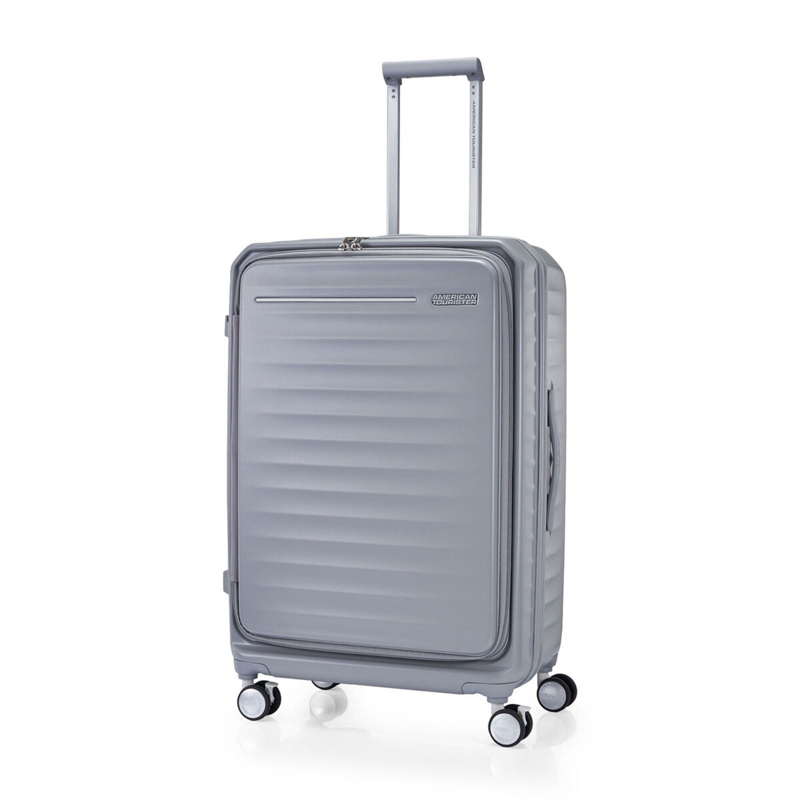 American-Tourister-Frontec-75cm-Suitcase-Cool-Grey-Front