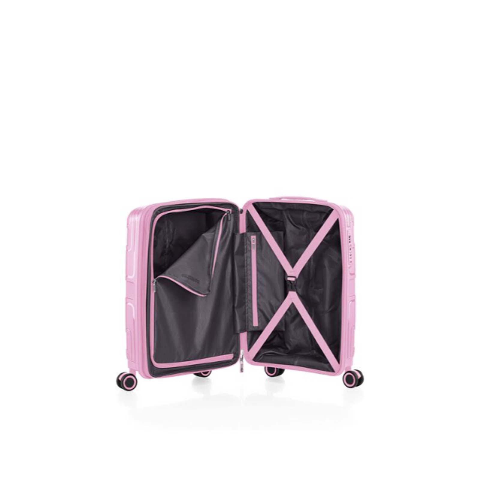 American-Tourister-Light-Max-55cm-Carry-On-Suitcase-Fresh-Pink-Open