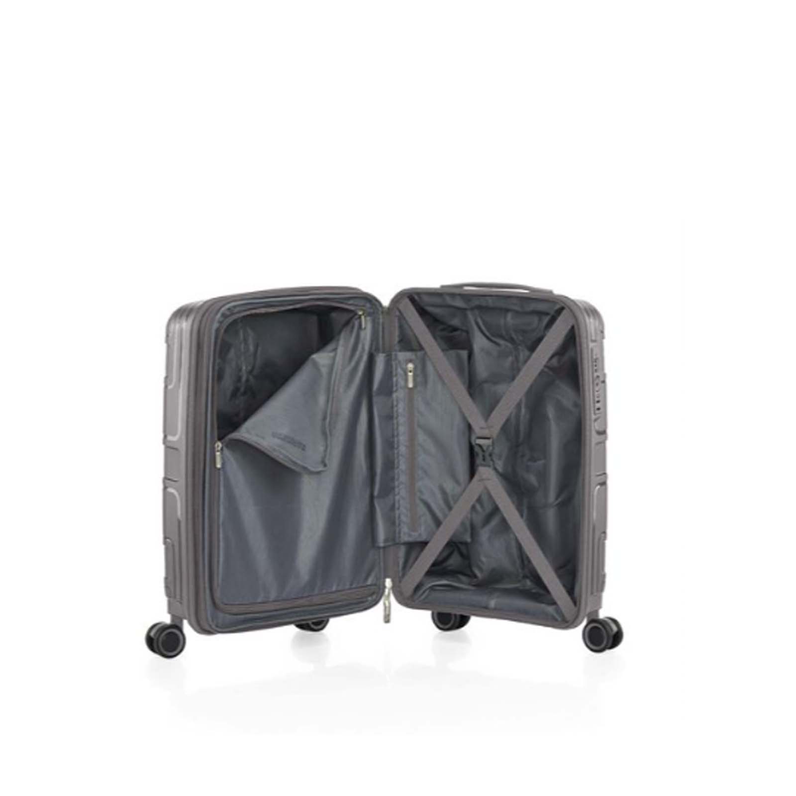 American-Tourister-Light-Max-55cm-Carry-On-Suitcase-Mercury-Grey-Open