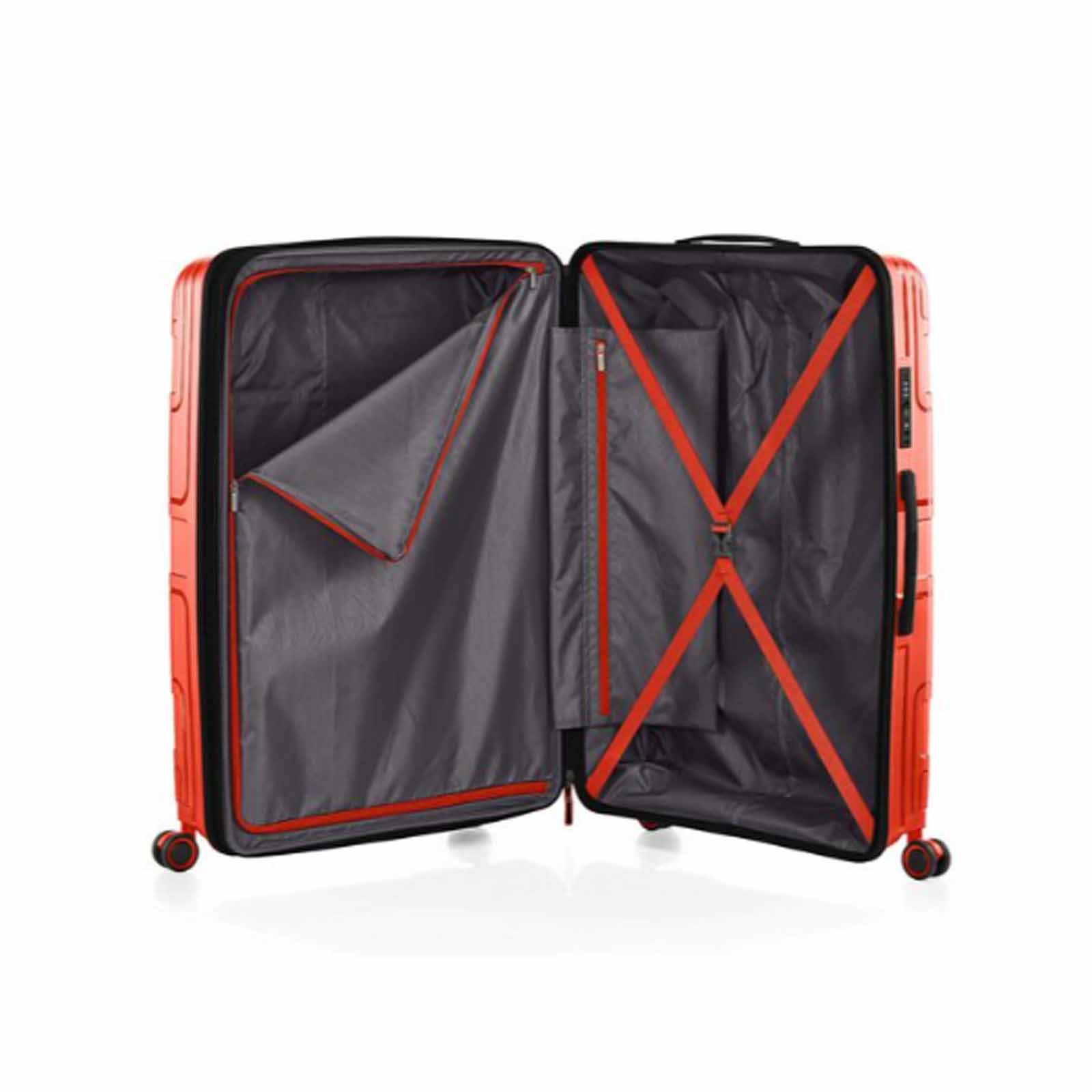 American-Tourister-Light-Max-82cm-Suitcase-Flame-Orange-Open