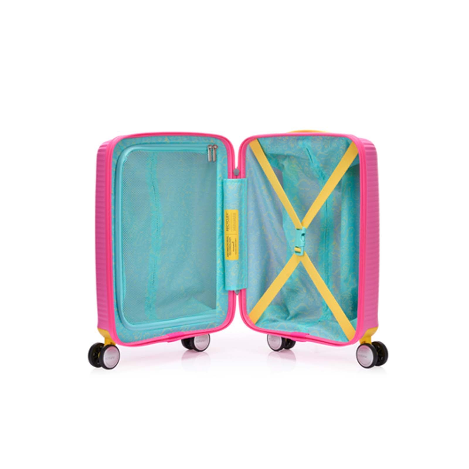 American-Tourister-Little-Curio-47cm-Carry-On-Suitcase-ASR-Pink-Yellow-Open
