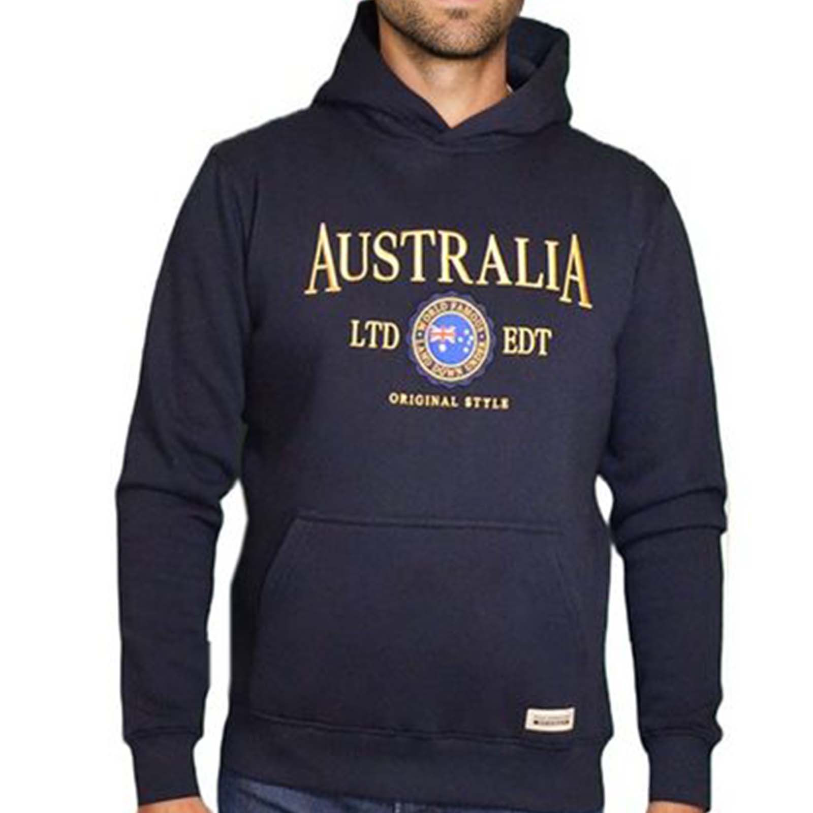 Australian-Flag-Stamp-Unisex-Embroidery-Hoodie-Navy-Front