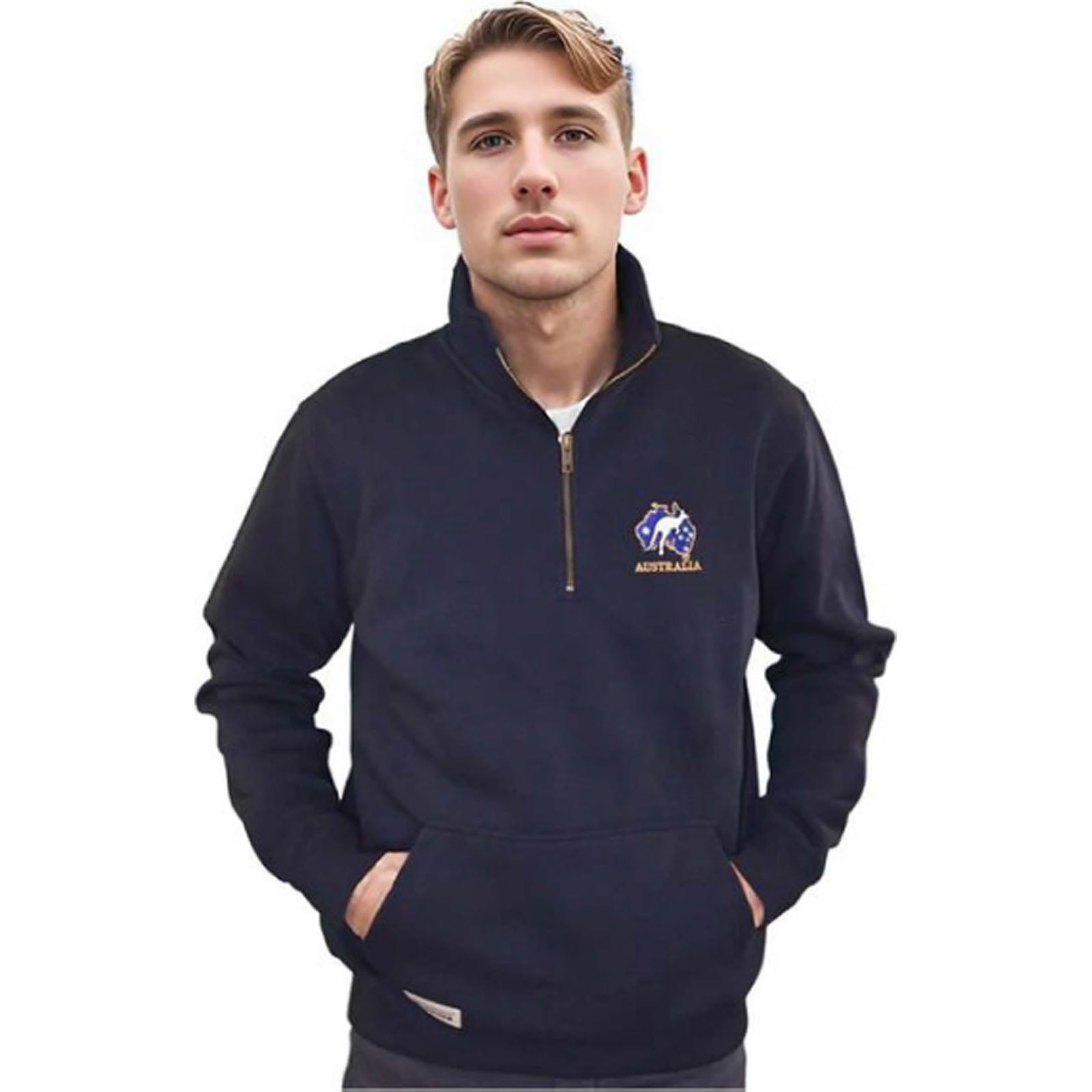 Australian-Map-Quarter-Zip-Black