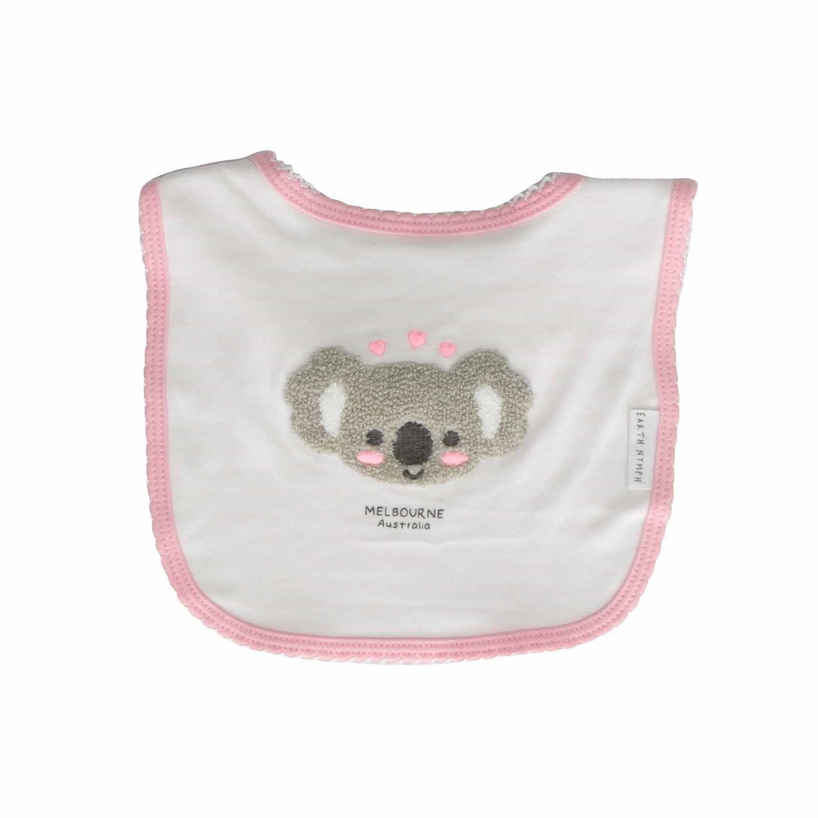 Baby-Bib-Chenille-Koala-White
