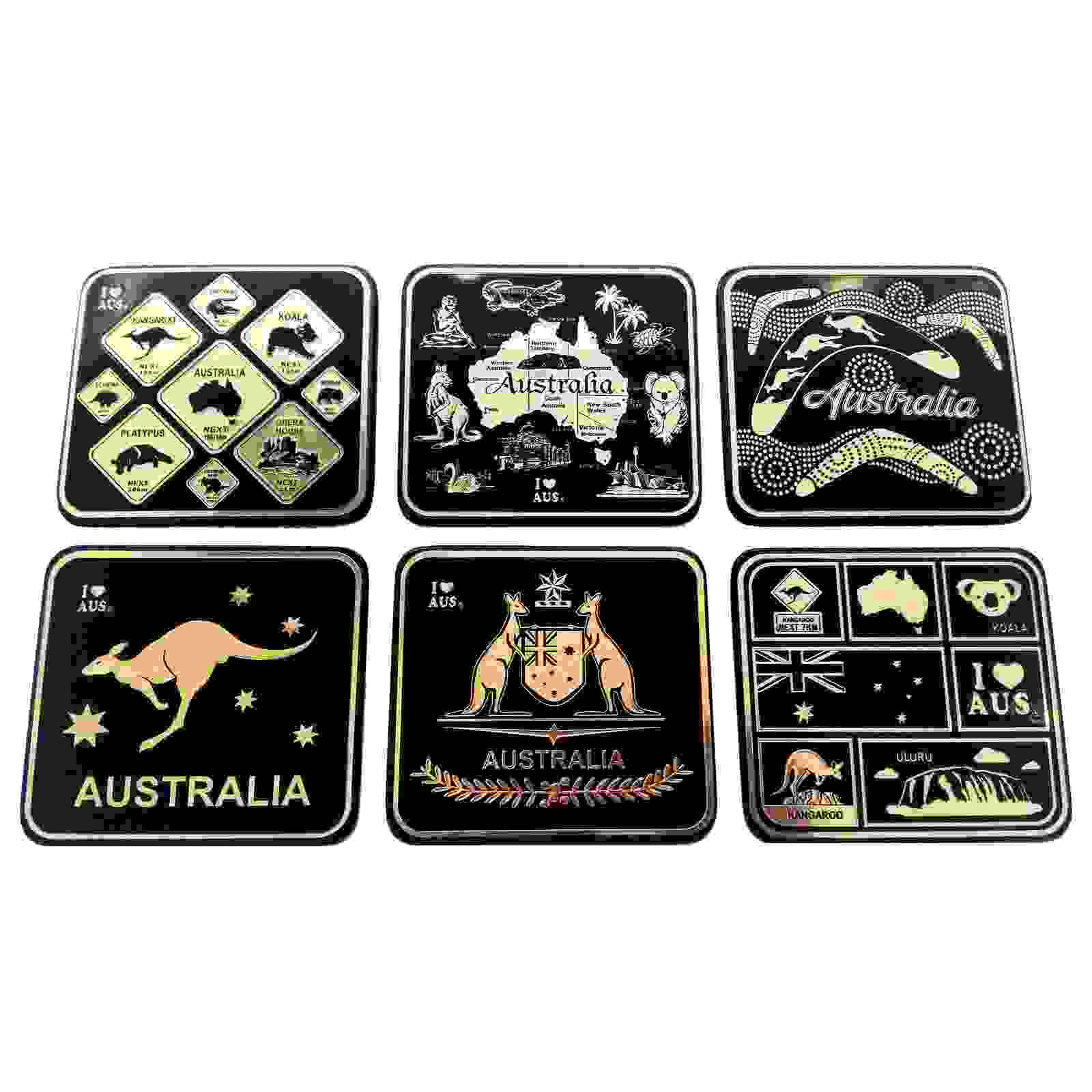 Coaster-6-Pcs-Boxed-Aus-Icons-Black