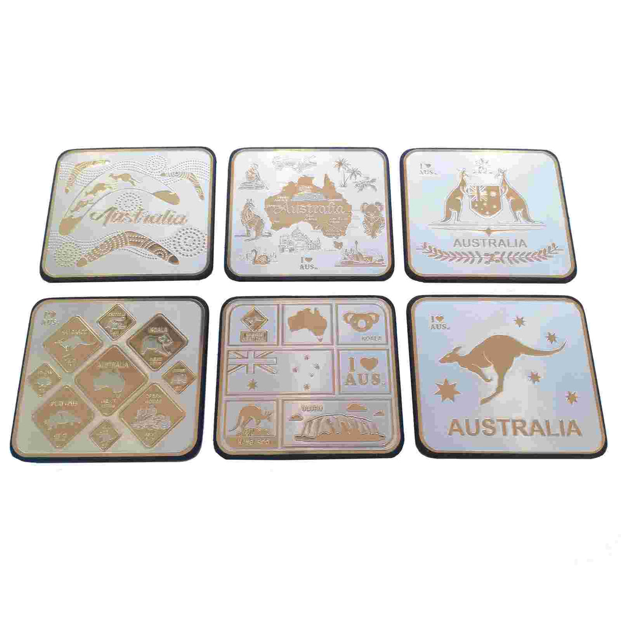 Coaster-6-Pcs-Boxed-Aus-Icons-Silver