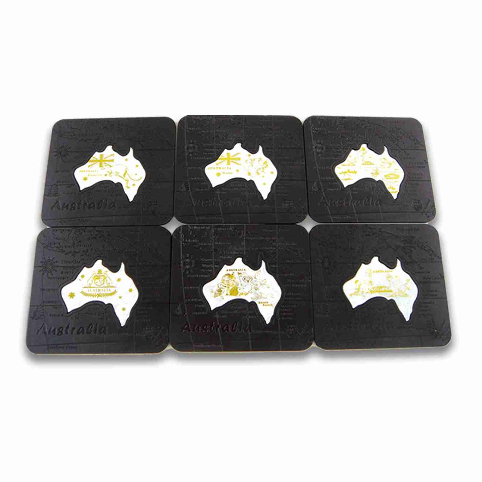 Coaster-6-Pcs-Boxed-Aus-Map-White