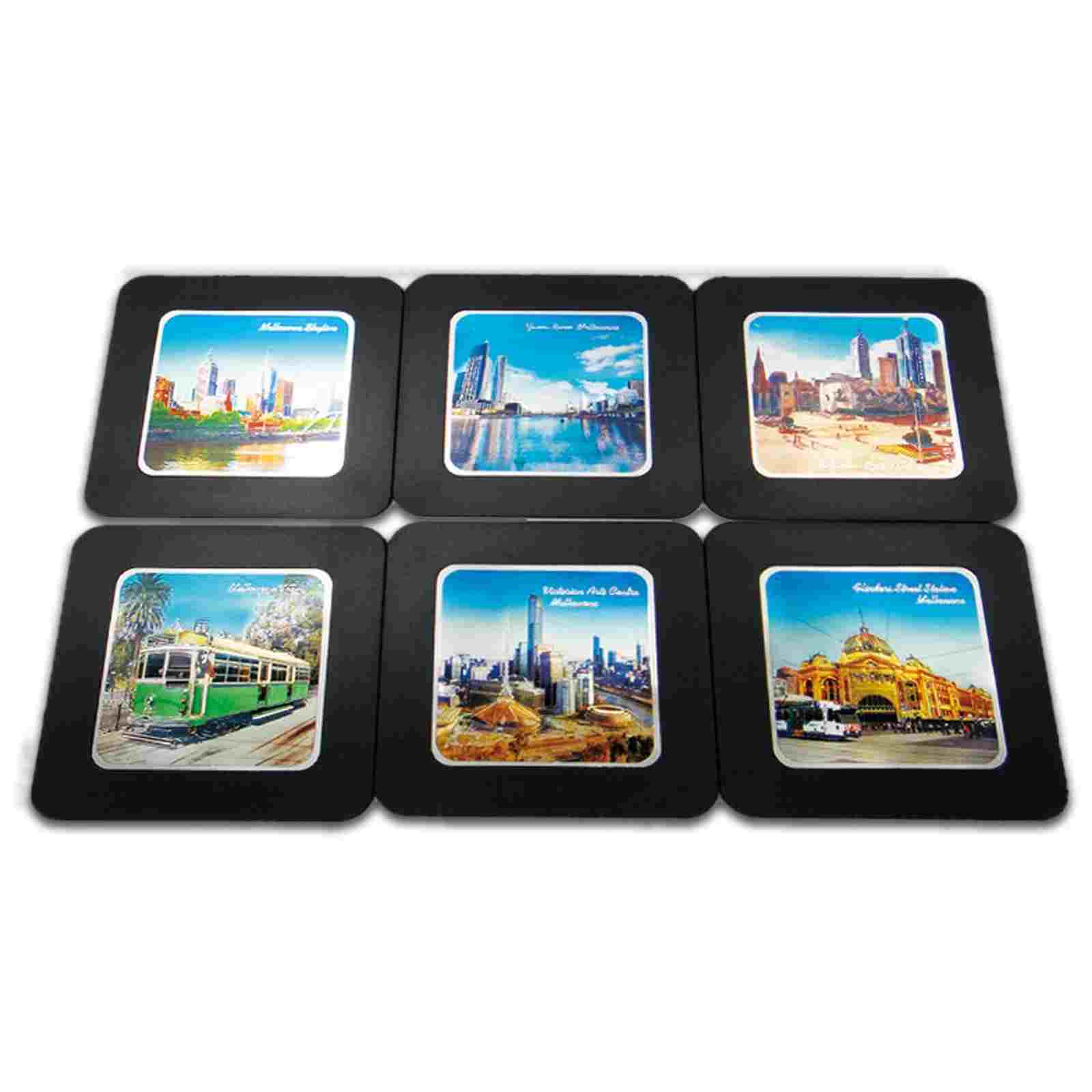 Coaster-6-Pcs-Boxed-Melbourne-Scenes-Foil