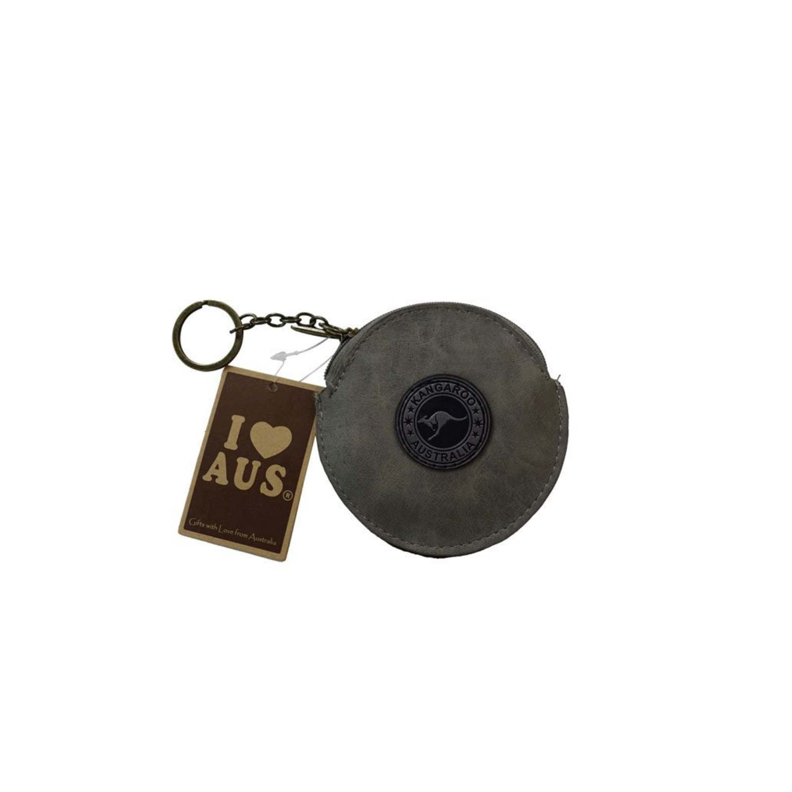 Coin-Purse-Key-Chain-Round-Kangaroo-Badge-GREY