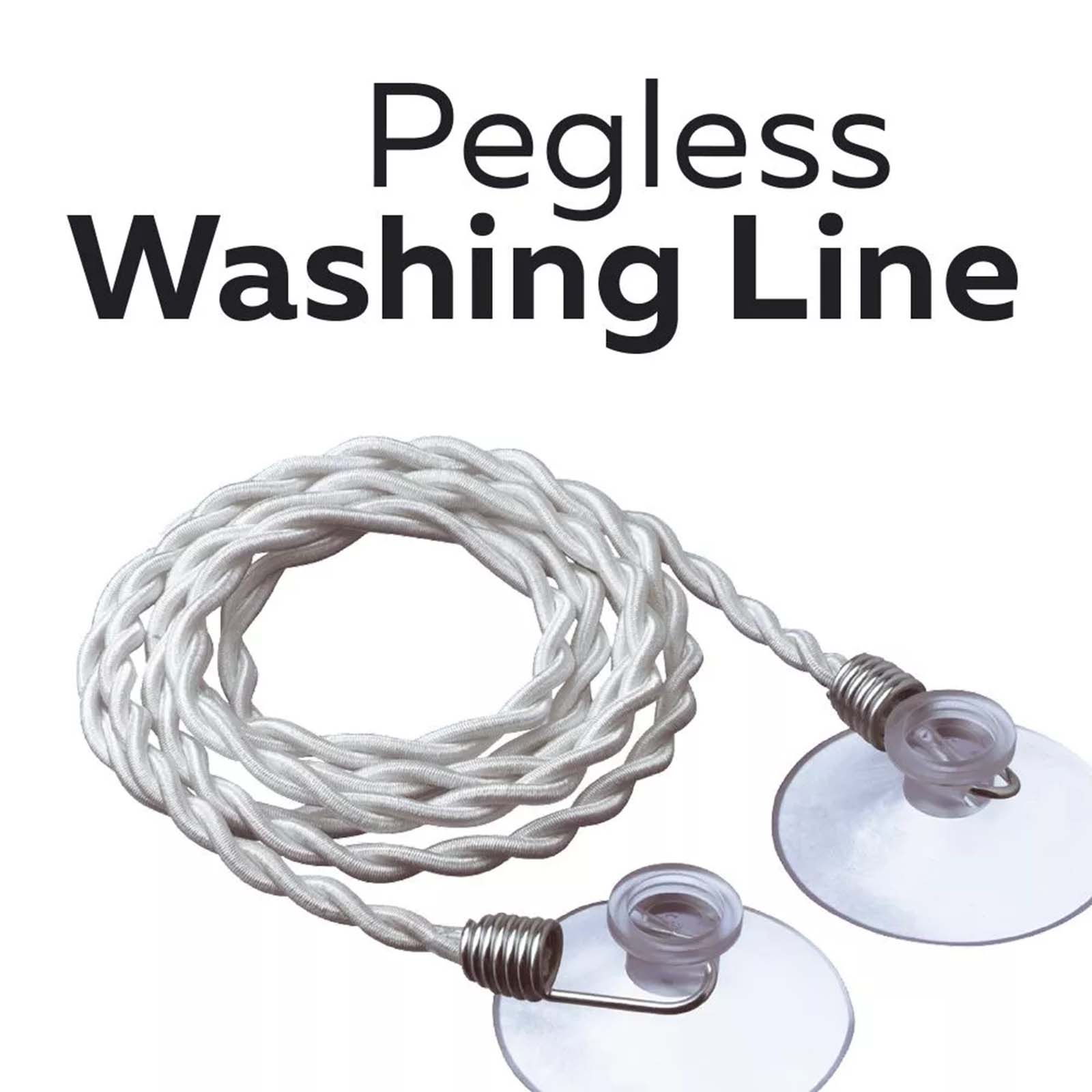 Pegless washing line with suction cups on a white background