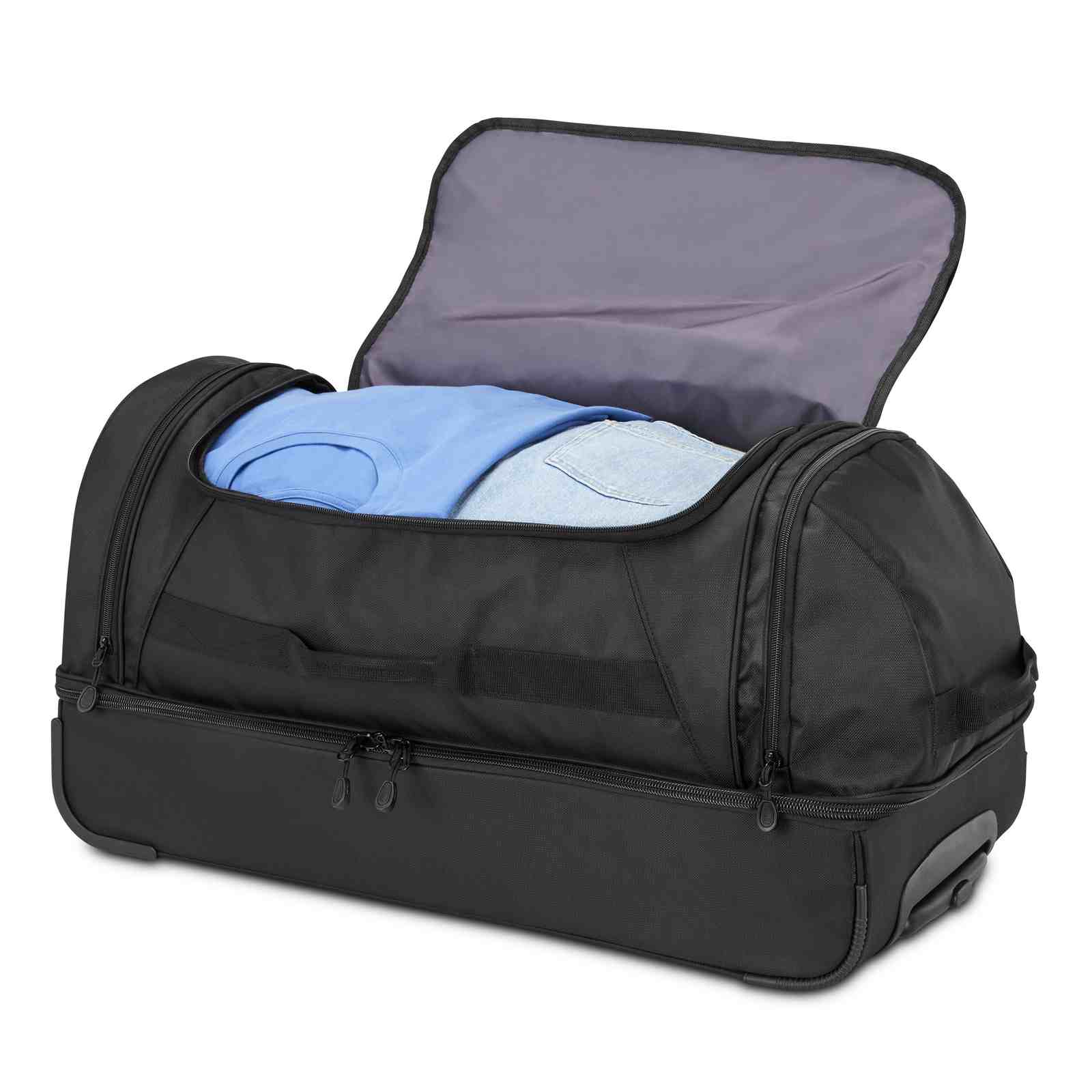 High-Sierra-Boxed-71cm-Wheeled-Duffel-Black-Open-2