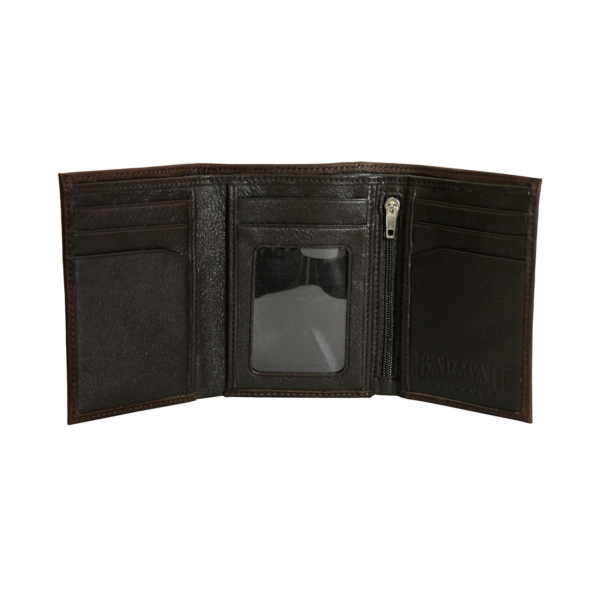 Kangaroo-Leather-Wallet-Double-Fold-Brown-Open