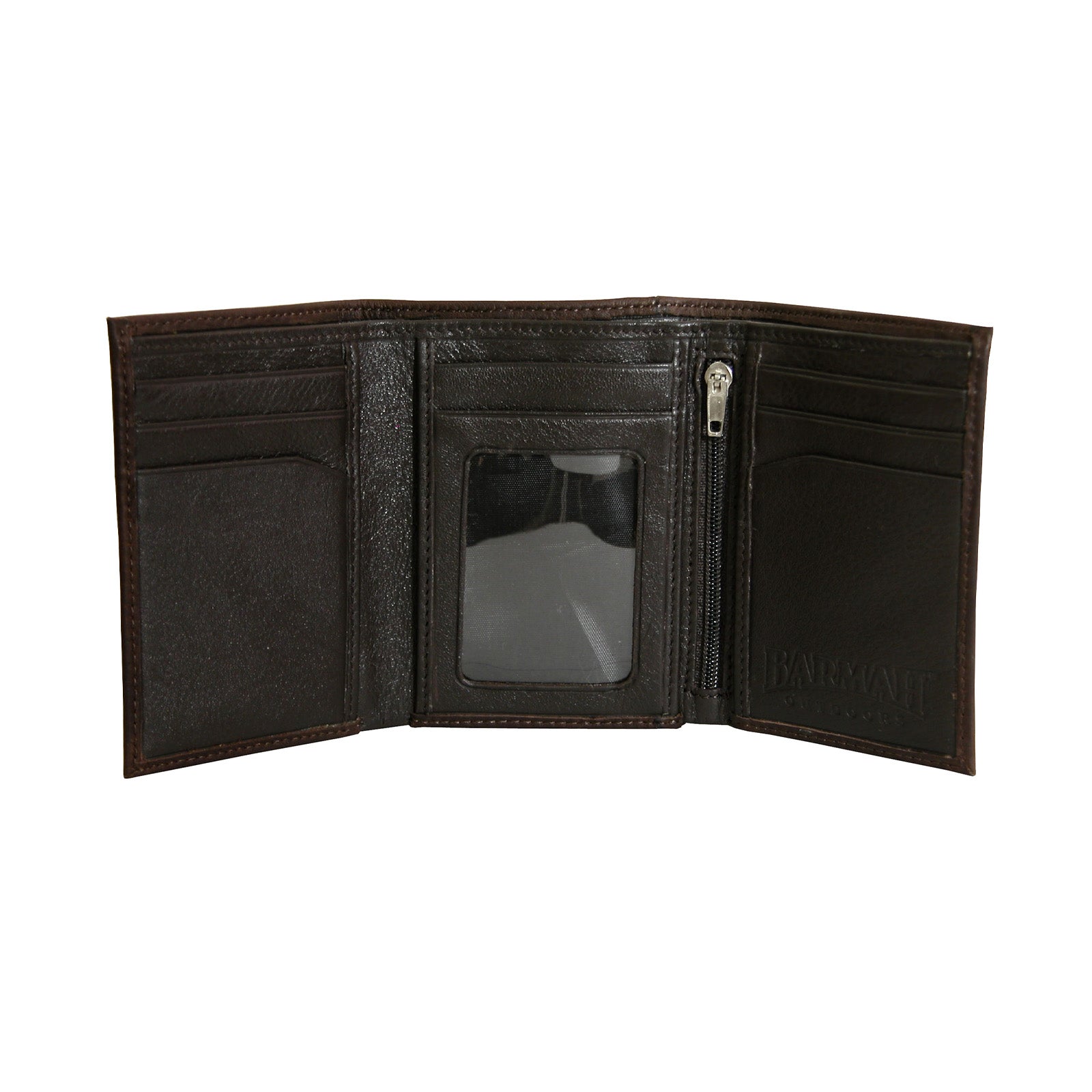 Kangaroo-Leather-Wallet-Double-Fold-Brown-Open