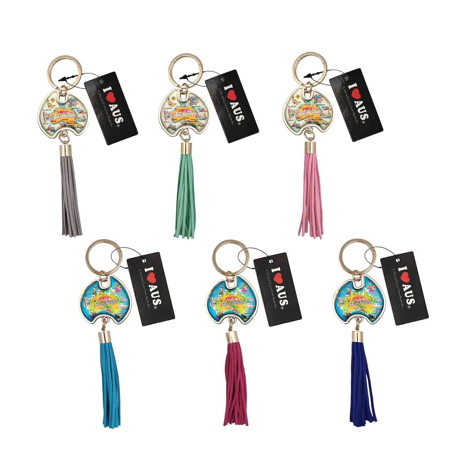 Key-Ring-Map-Shape-With-Tassel-Australia