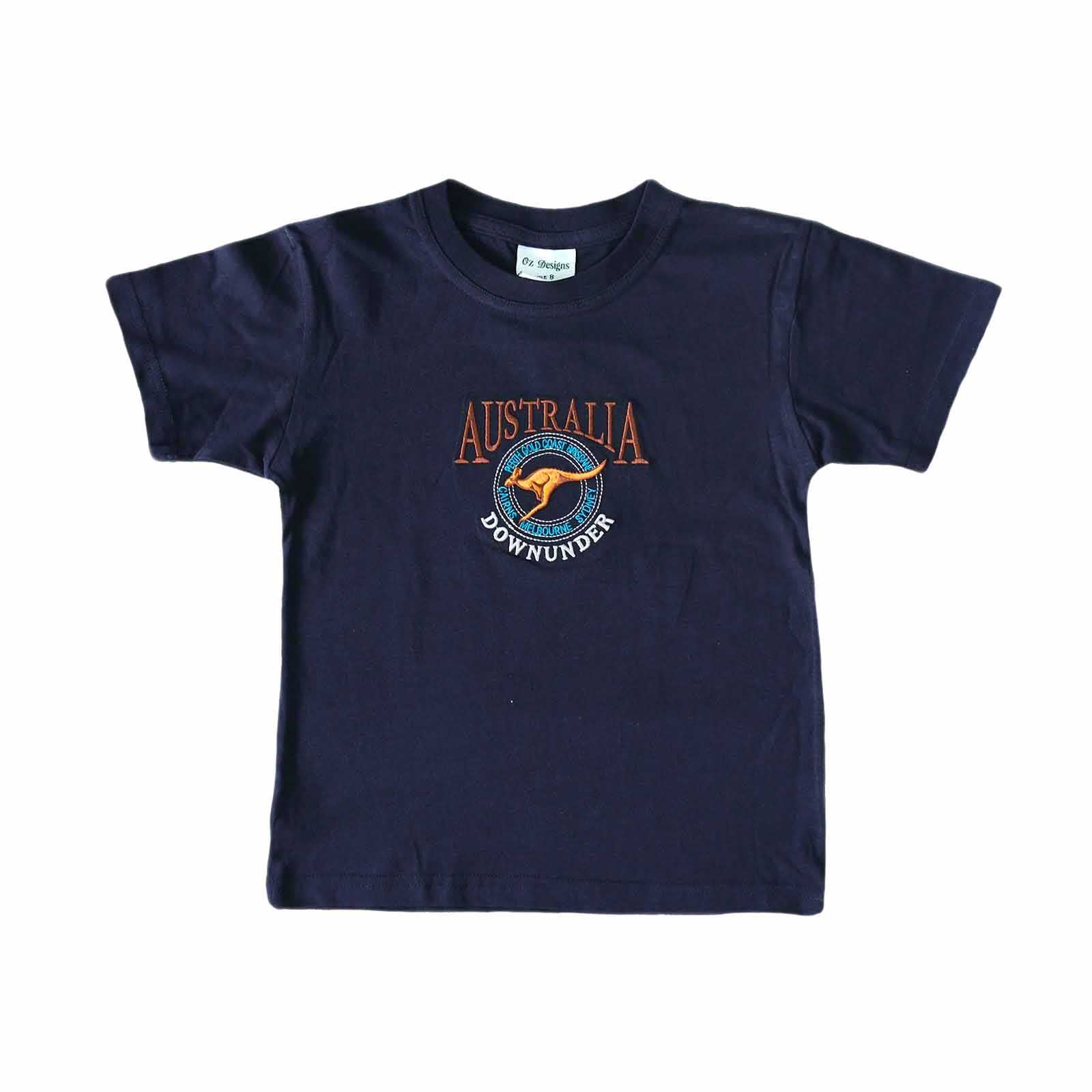 Kids T-Shirts Kangaroo in Circle Navy 12