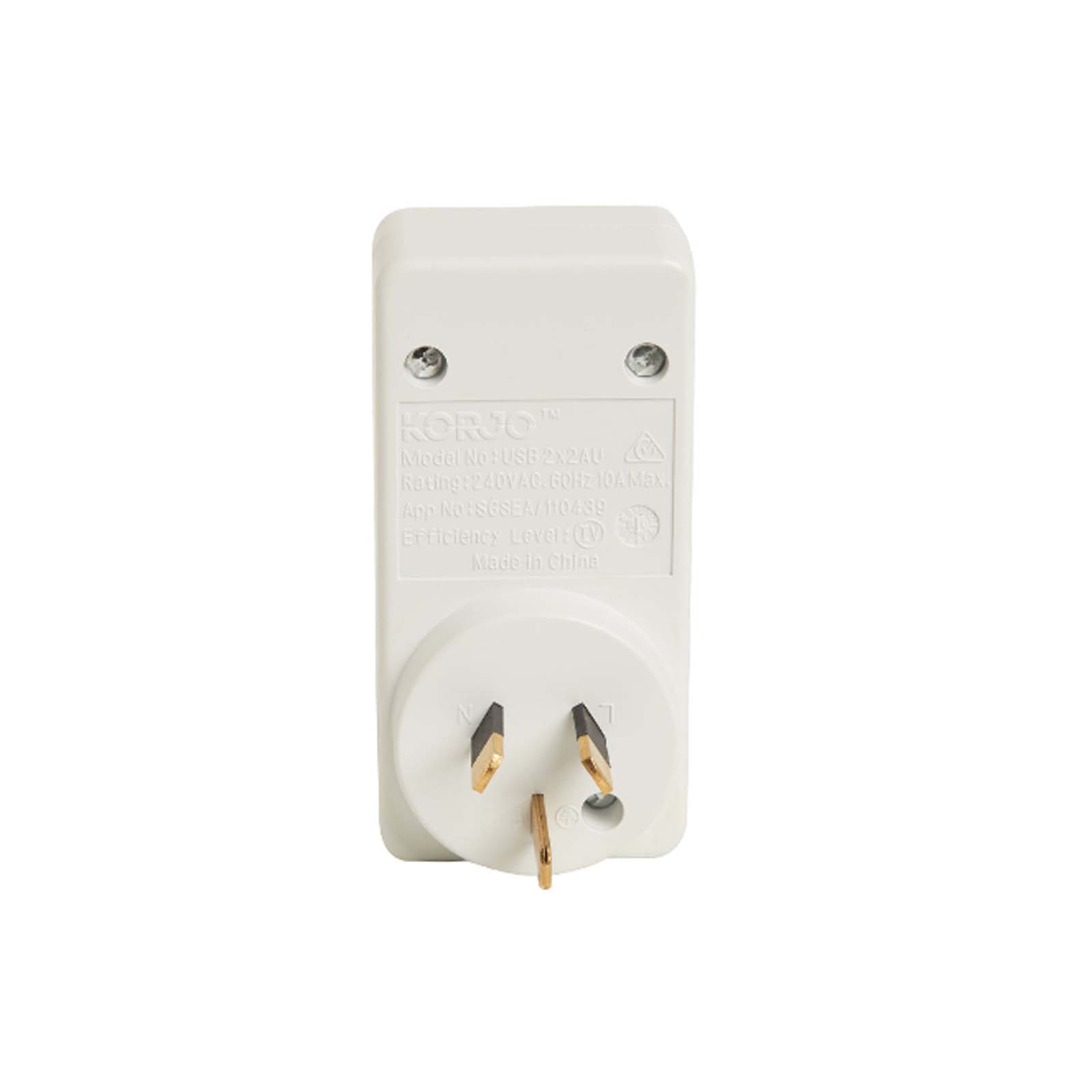 Korjo-Travel-Adaptor-2-USB-Port-Australia-Angle