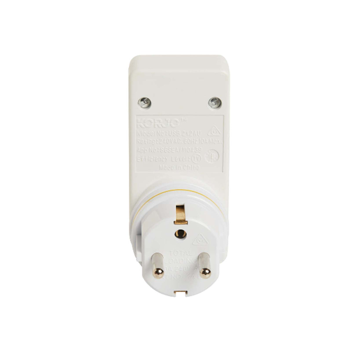 Korjo-Travel-Adaptor-2-USB-Port-Australia-To-Europe-Back