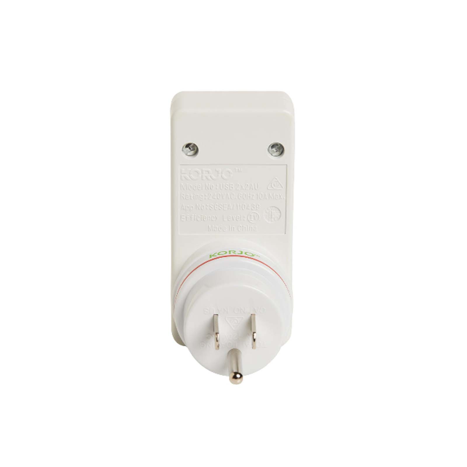 Korjo-Travel-Adaptor-2-USB-Port-Australia-To-USA-Back
