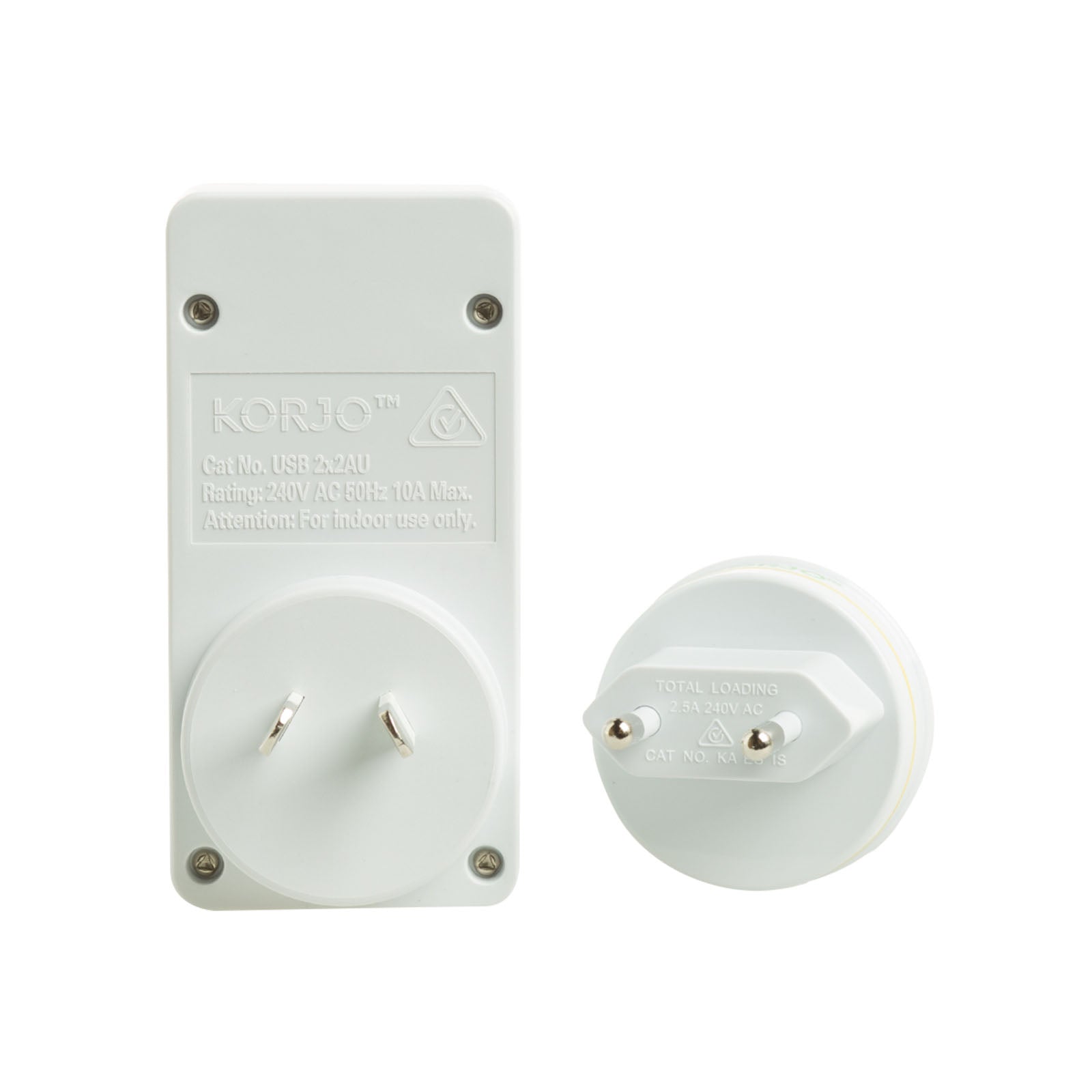 Korjo-Travel-Adaptor-2-Usb-Port-Australia-To-Europe-Italy-And-Switzerland-Plugs