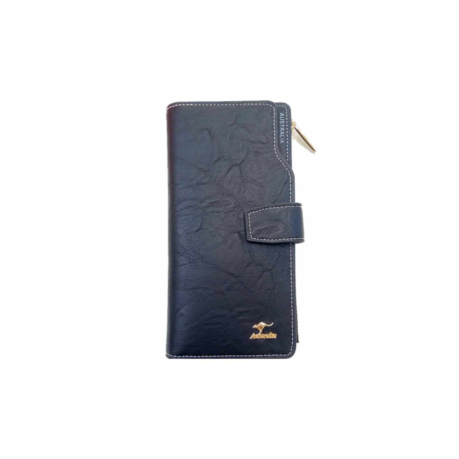 Ladies-Wallet-Zip-And-Clip-Kangaroo-Badge-Black