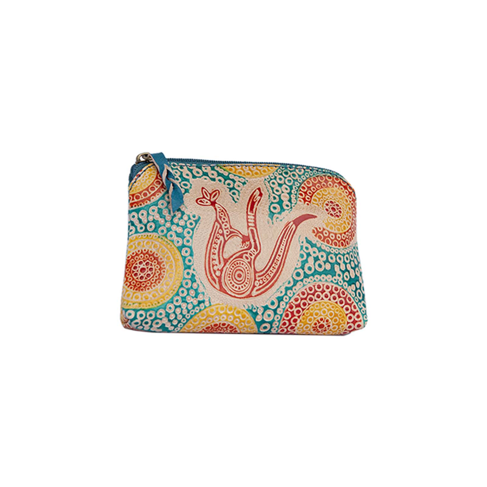 Leather-Purse-Rectangle-Kangaroo-In-Summer-Flowers-Aqua