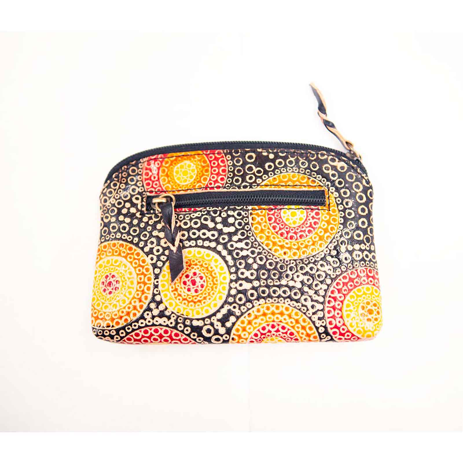 Leather-Purse-Rectangle-Kangaroo-In-Summer-Flowers-Black-Back