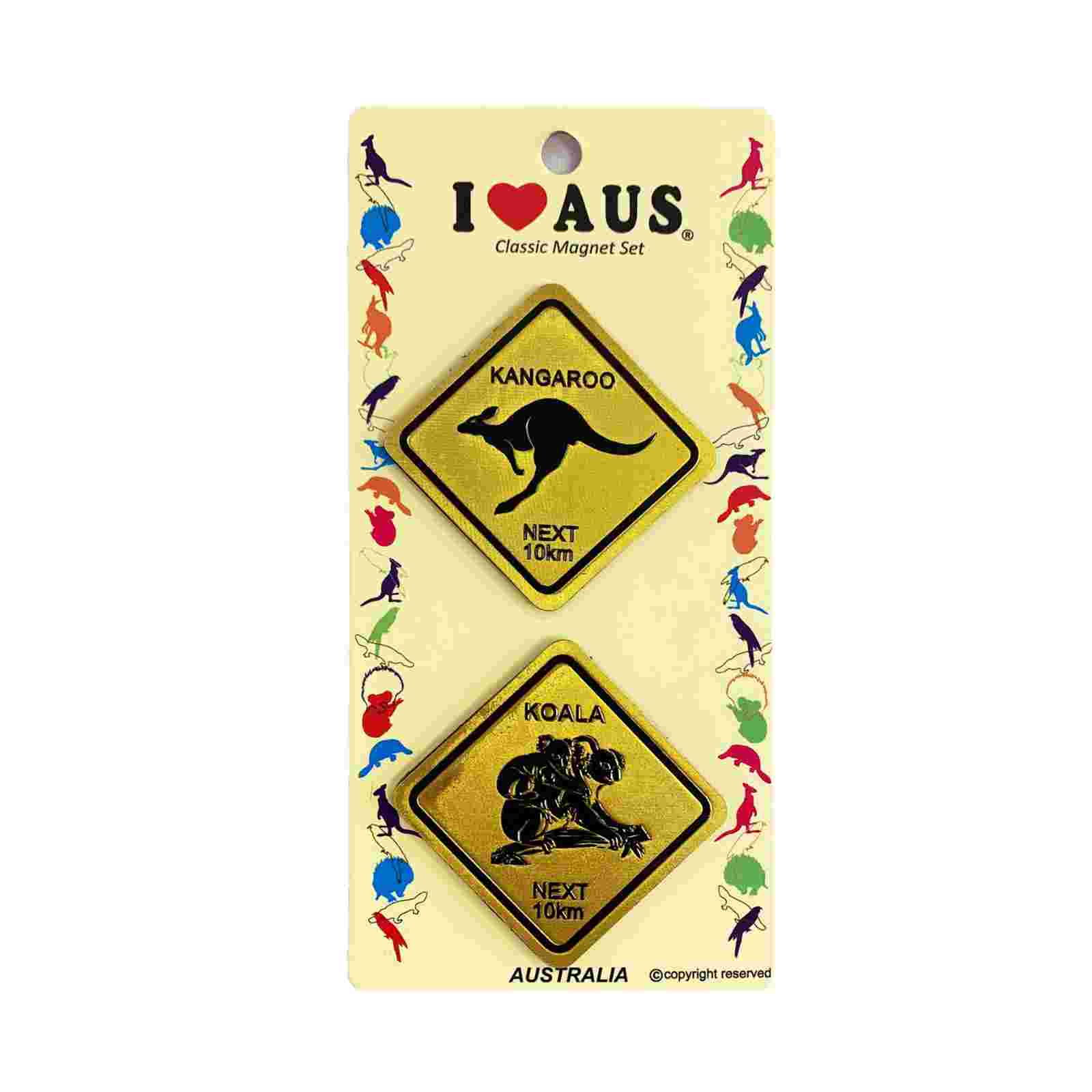 Magnet-Foil-2-Pcs-Kangaroo-Koala-Road-Sign