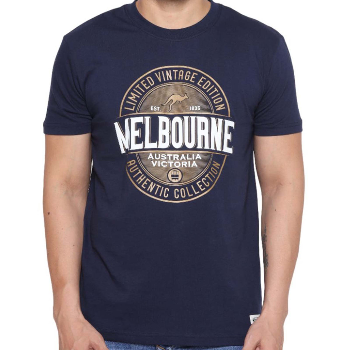 Melbourne-Limited-Vintage-Unisex-T-Shirt-Navy-Front
