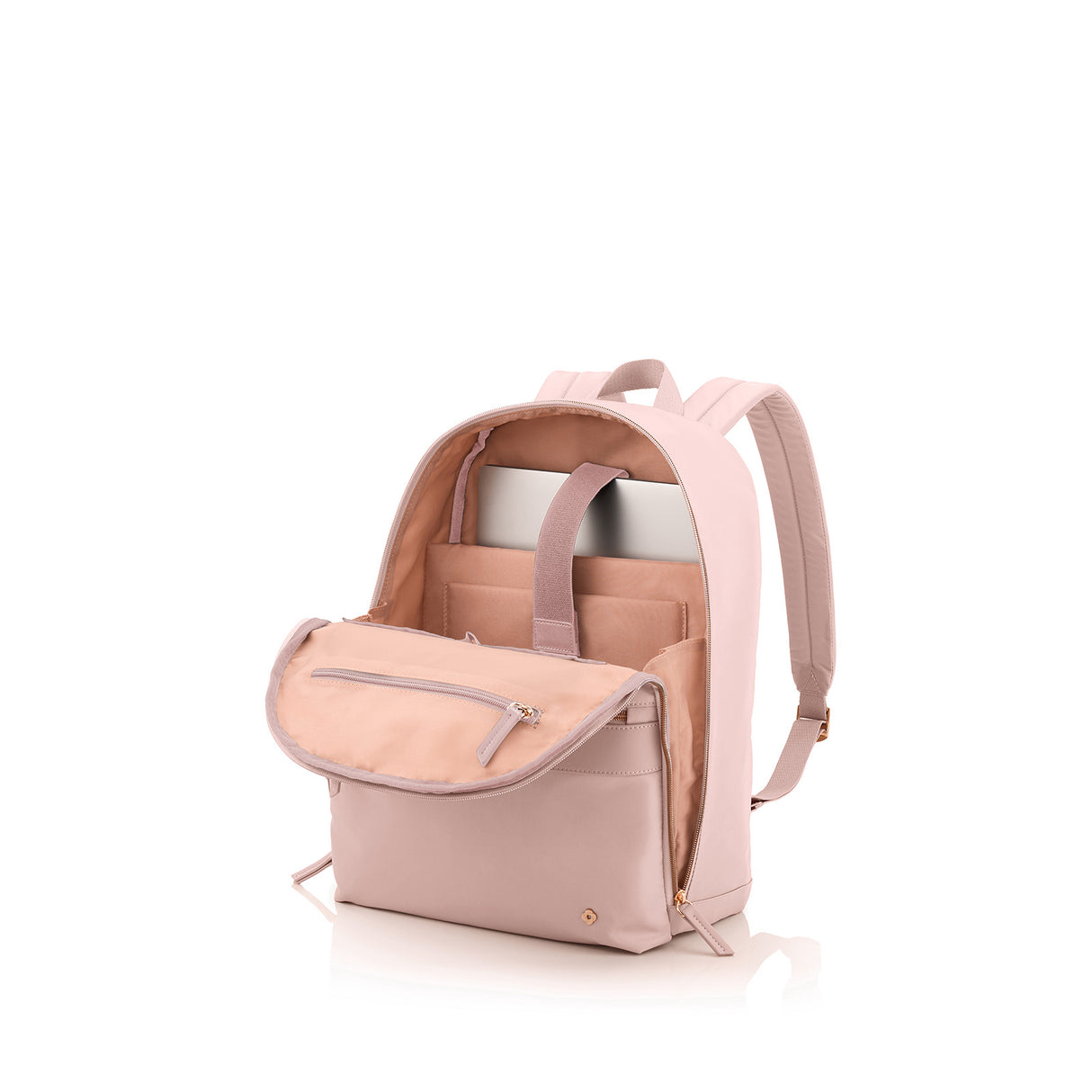 Mobile-Solution-Essential-Laptop-Backpack-Rose-Quartz-Open