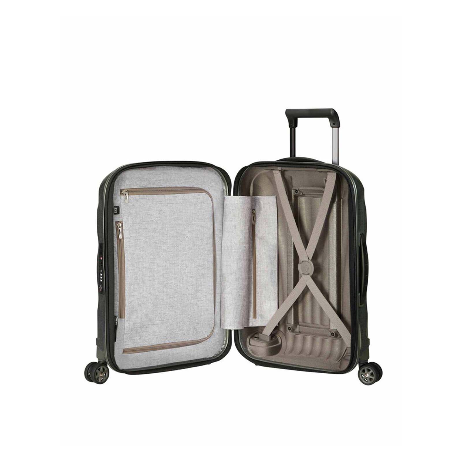 Samsonite-C-Lite-55cm-Exp-Suitcase-Metallic-Green-Open