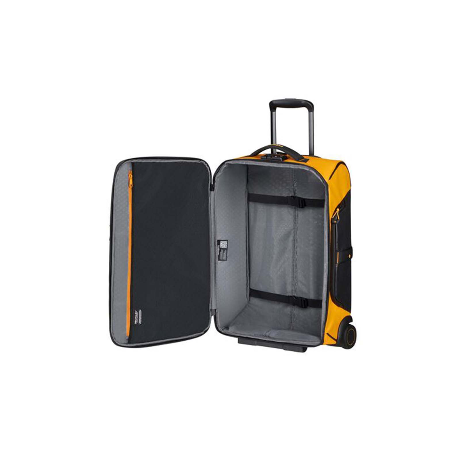 Samsonite-Ecodiver-55cm-Wheeled-Carry-On-Duffel-Yellow-Open