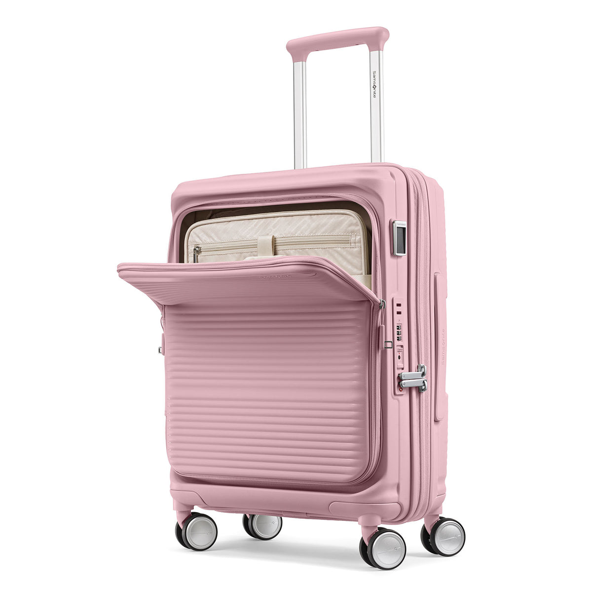 Samsonite-Paralux-55cm-Carry-On-Suitcase-Dusty-Pink-Pocket