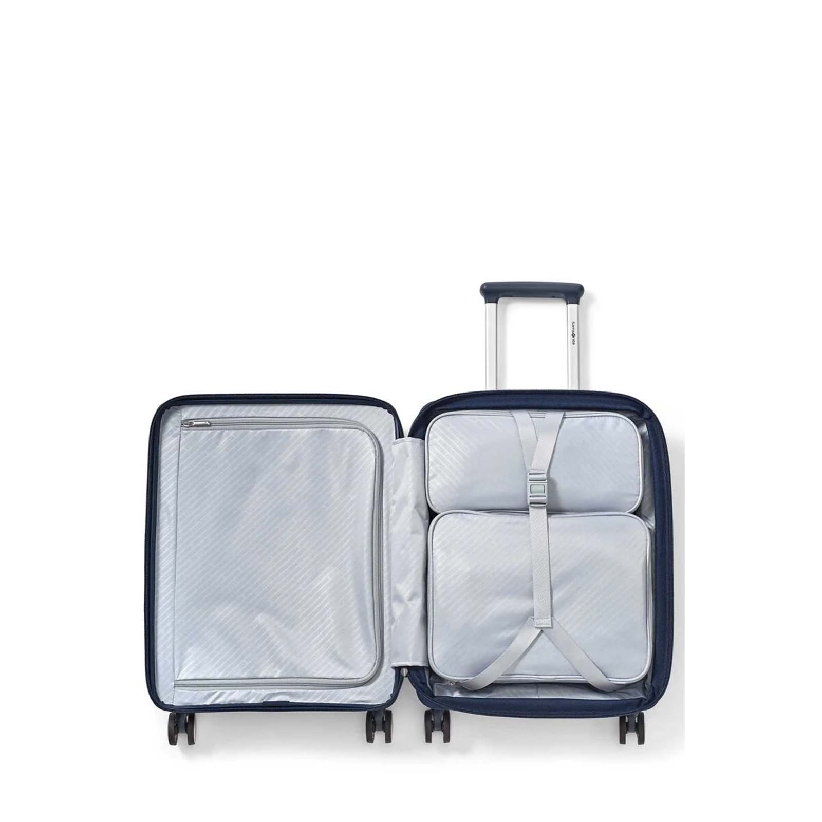 Samsonite-Paralux-55cm-Carry-On-Suitcase-Midnight-Navy-Open