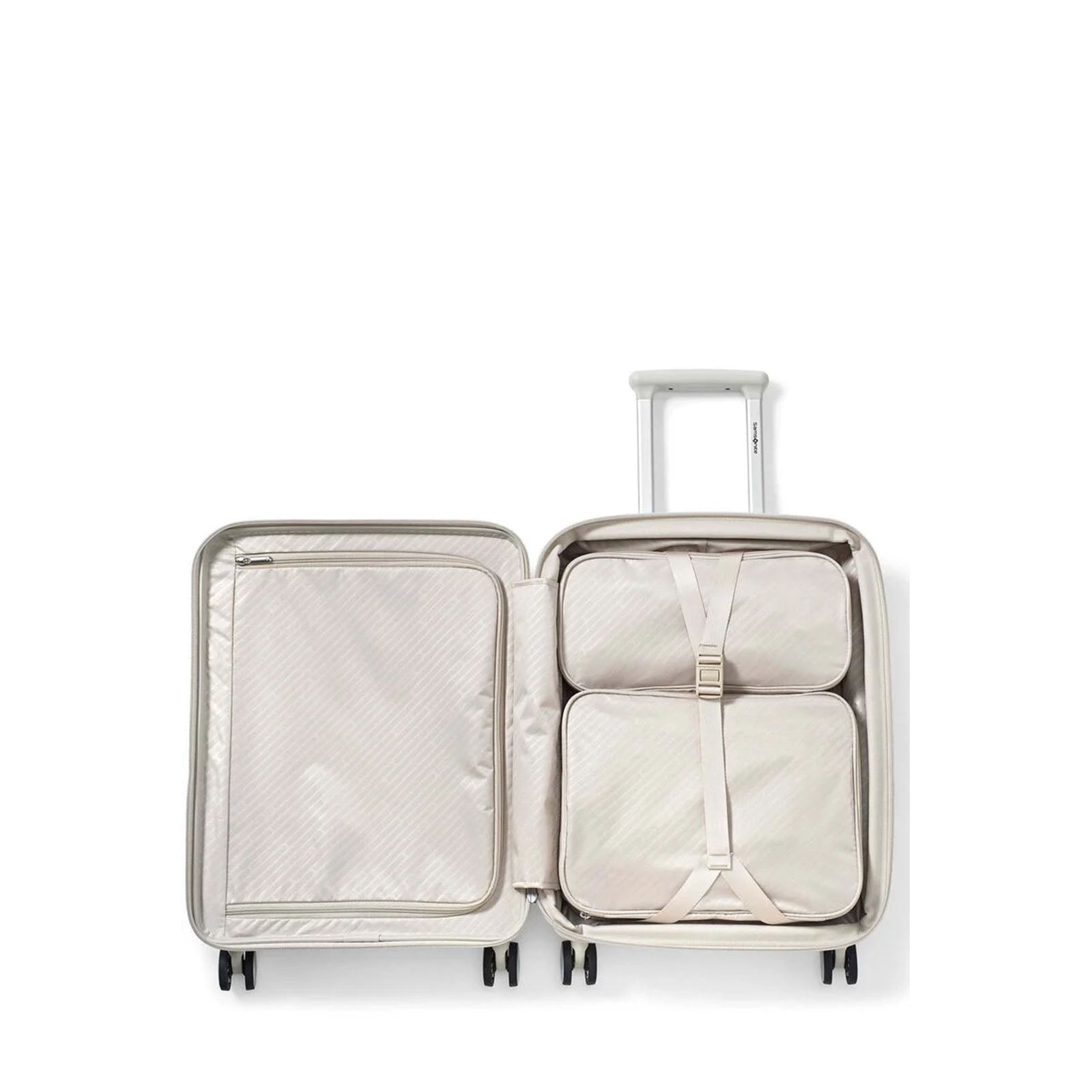 Samsonite-Paralux-55cm-Carry-On-Suitcase-Stone-Grey-Open