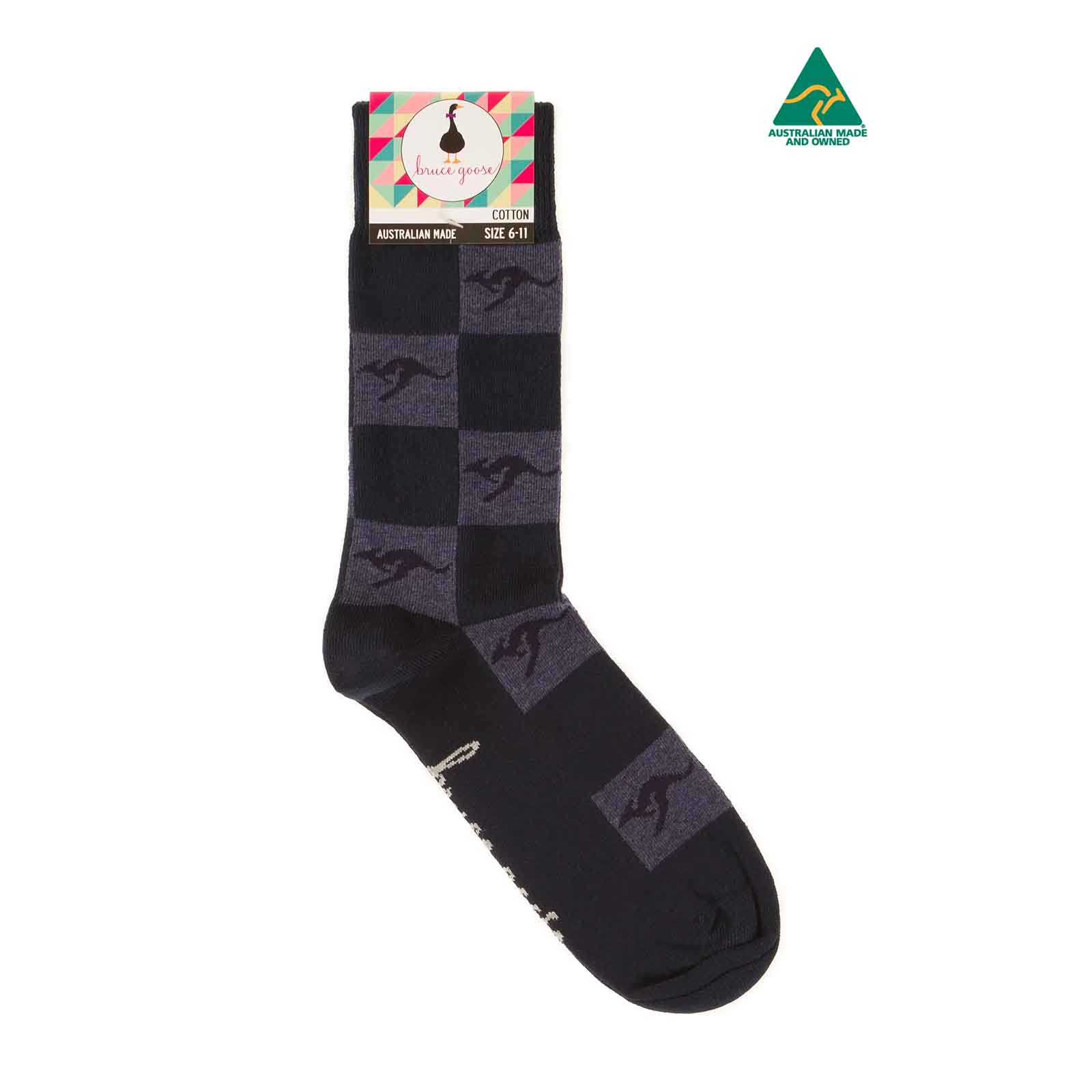 Socks-Kangaroo-Tiles-Navy-6-11-Single