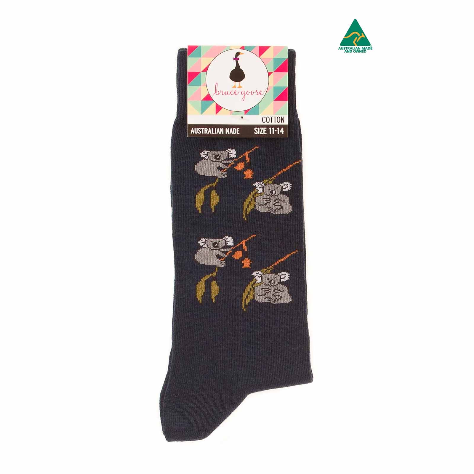 Socks-Mens-Koala-Eucalyptus-Navy-11-14-Front