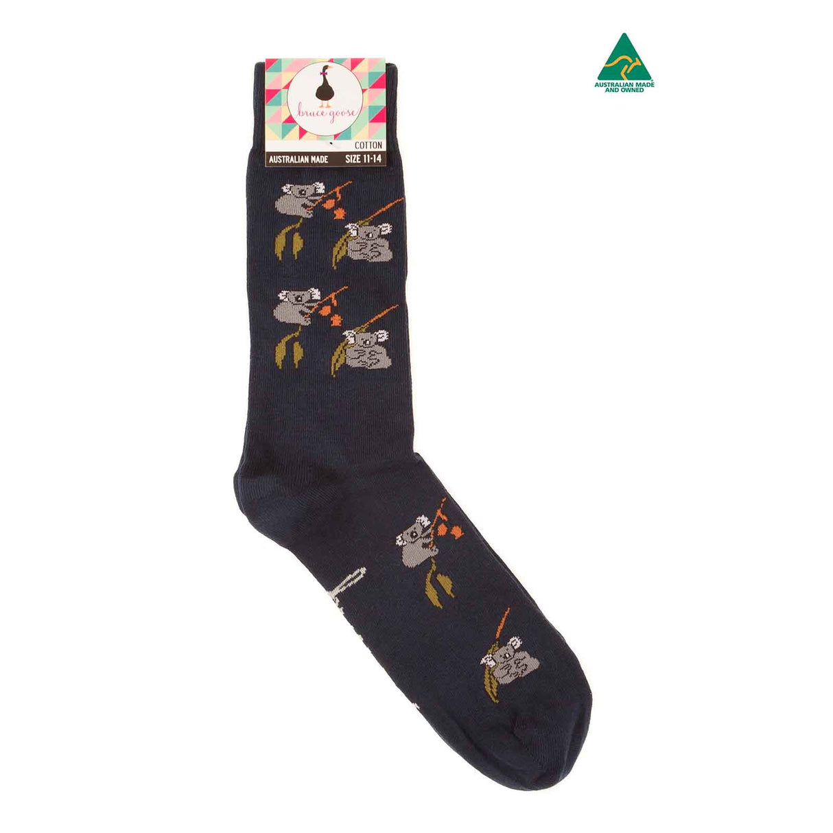 Socks-Mens-Koala-Eucalyptus-Navy-11-14-Single