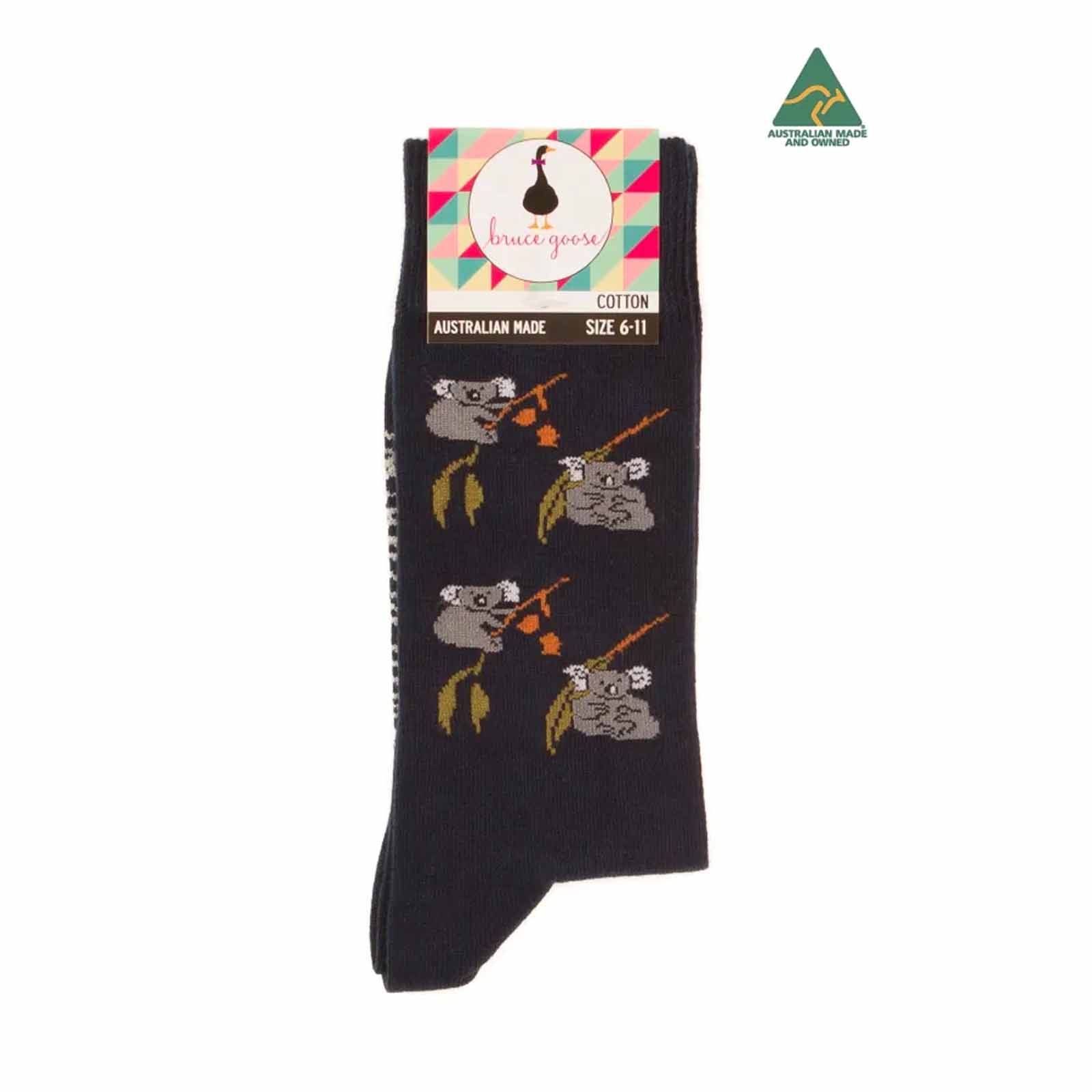Socks-Mens-Koala-Eucalyptus-Navy-6-11-Front