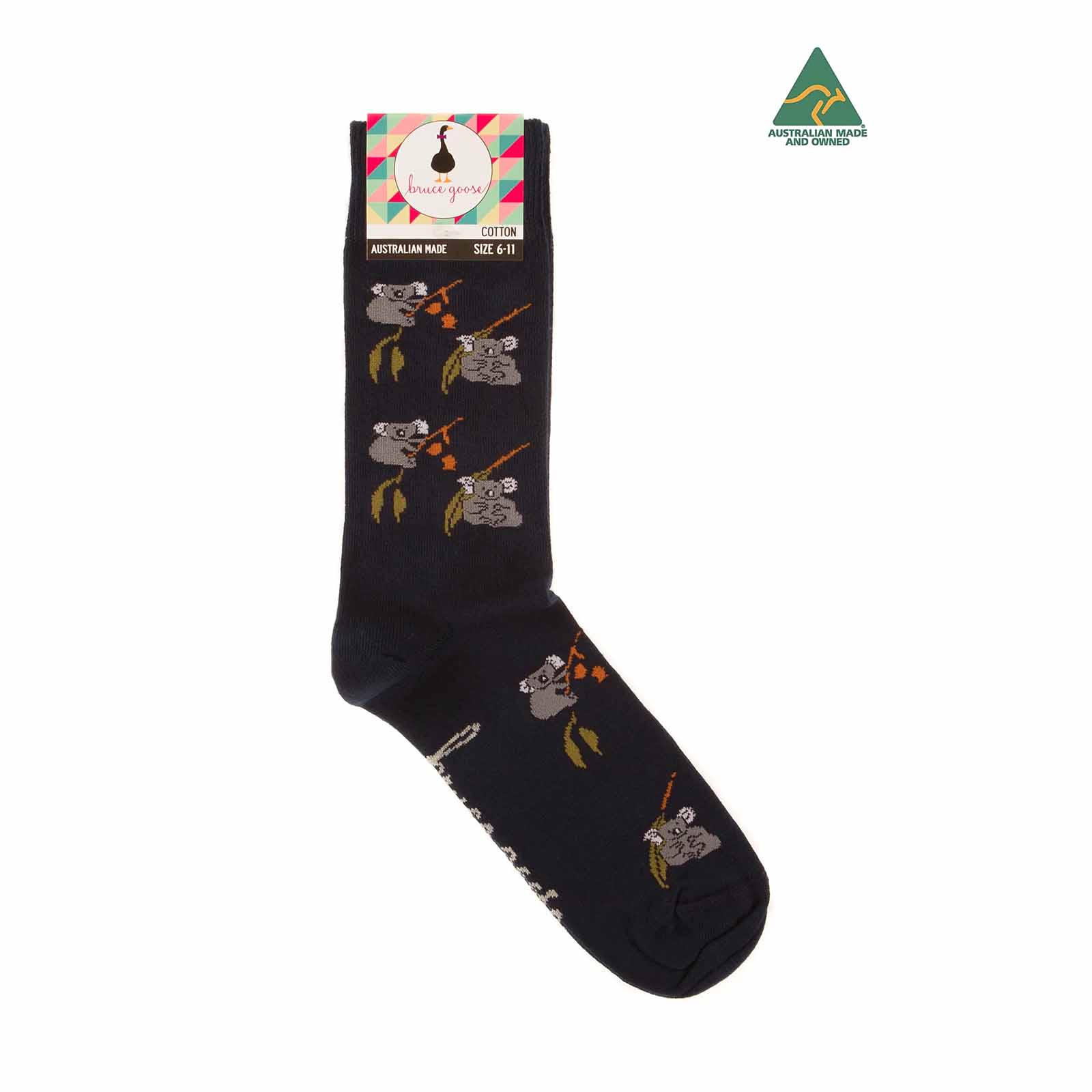 Socks-Mens-Koala-Eucalyptus-Navy-6-11-Single