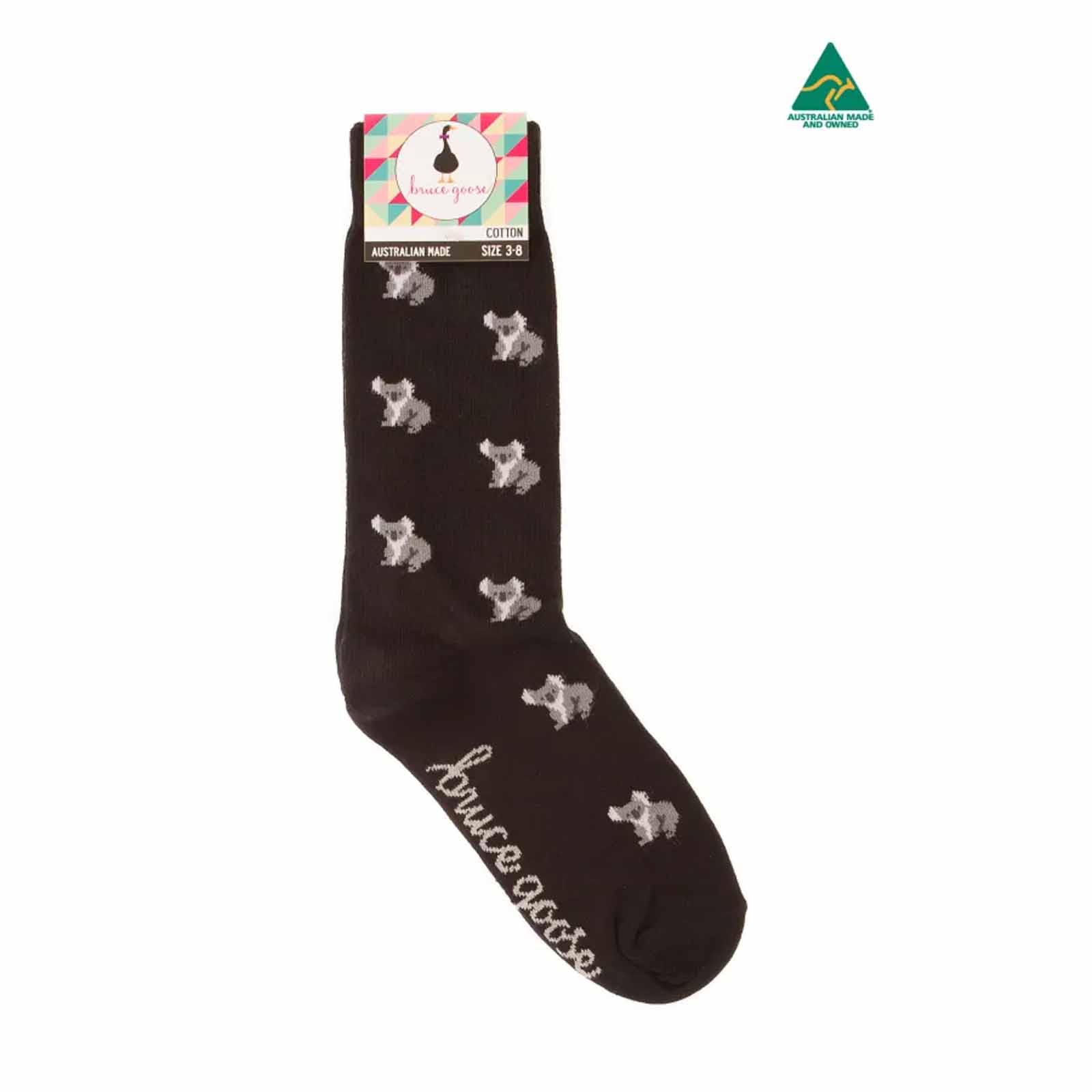 Socks-Small-Koalas-Black-3-8-Single