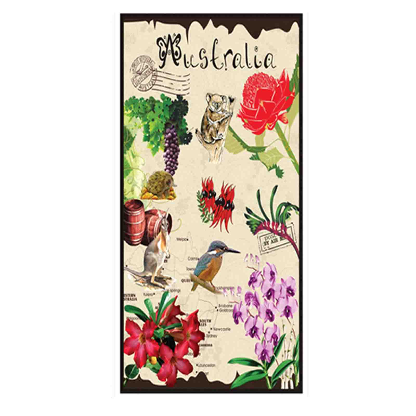Tea-Towel-Flowers-Animals