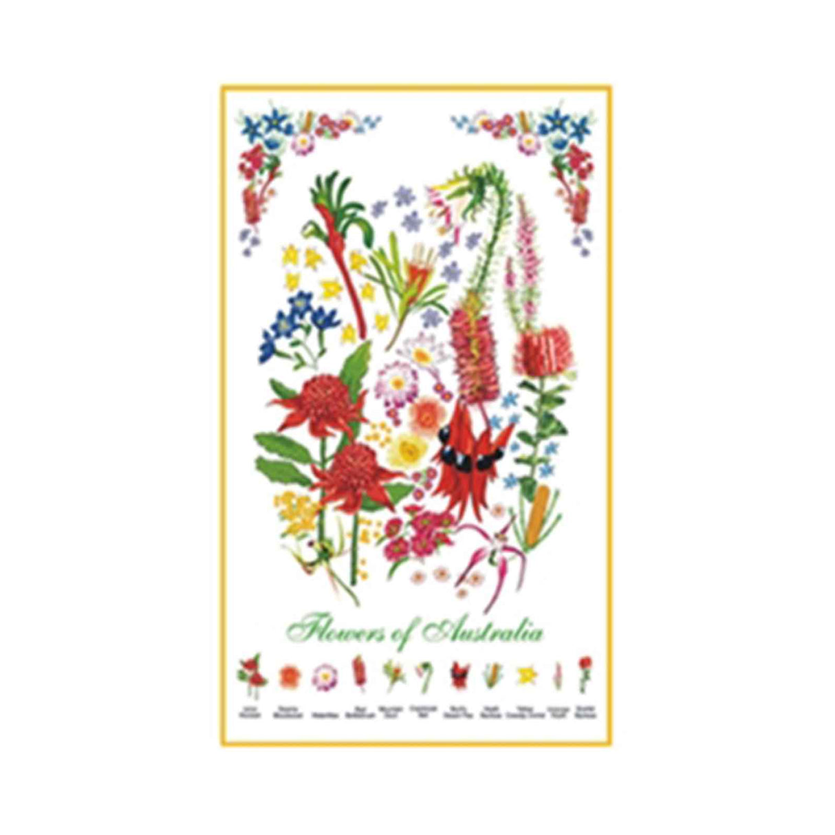 Analyzing image Tea-Towel-Melbourne-Flowers-Of-Australia