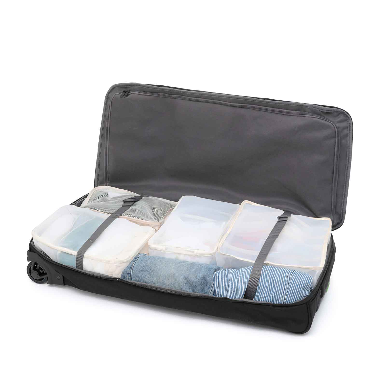 Tosca-85cm-Split-Duffel-Wheel-Bag-Black-Open