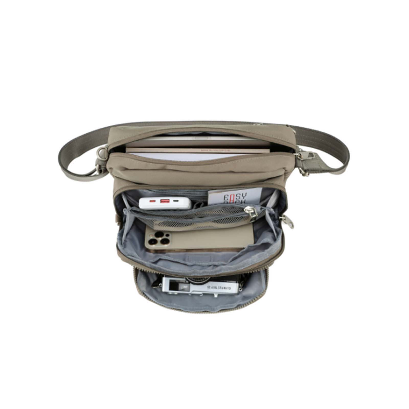 Tosca-Anti-Theft-25-Shoulder-Bag-Layered-Medium-Taupe-Open