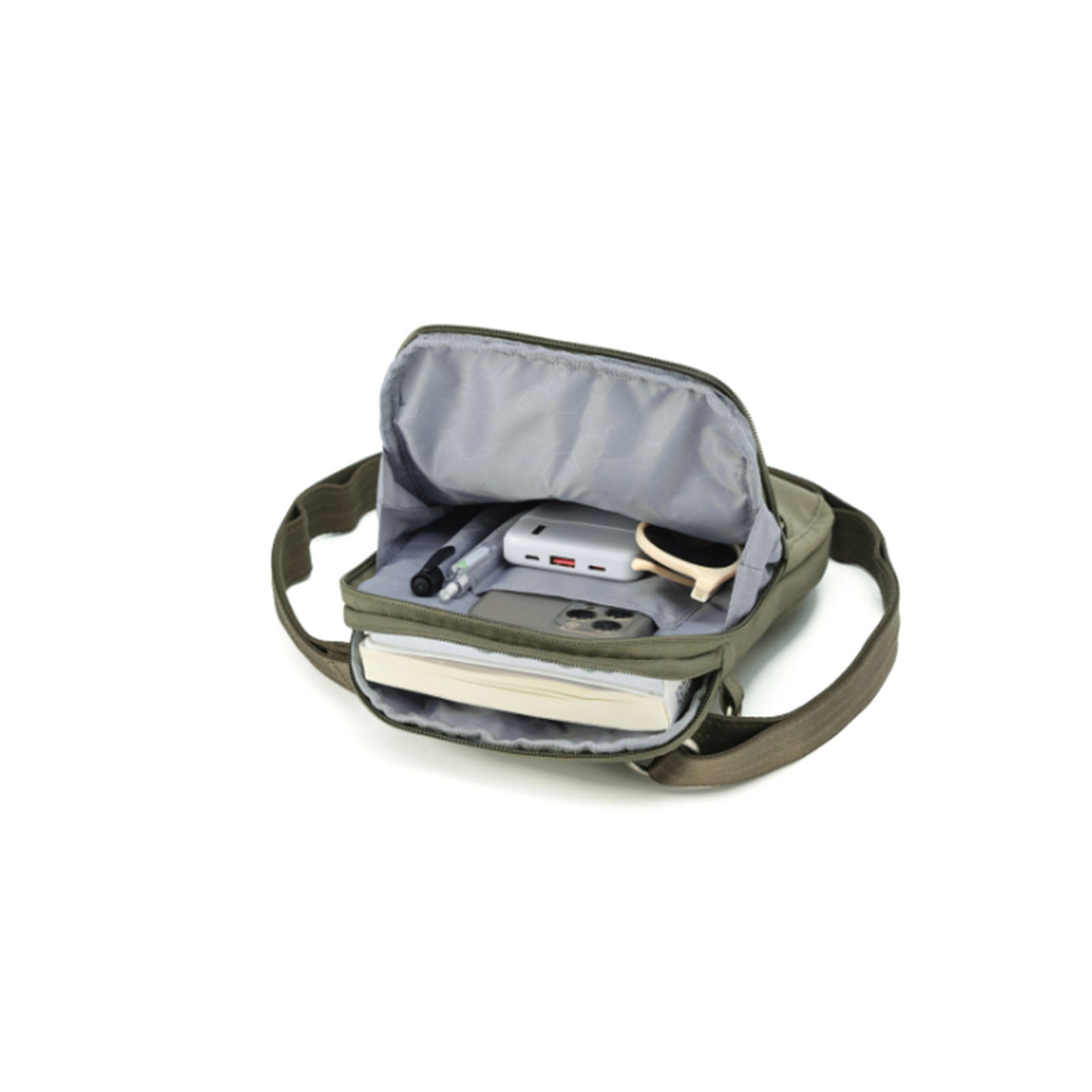 Tosca-Anti-Theft-25-Shoulder-Bag-Mini-Khaki-Open