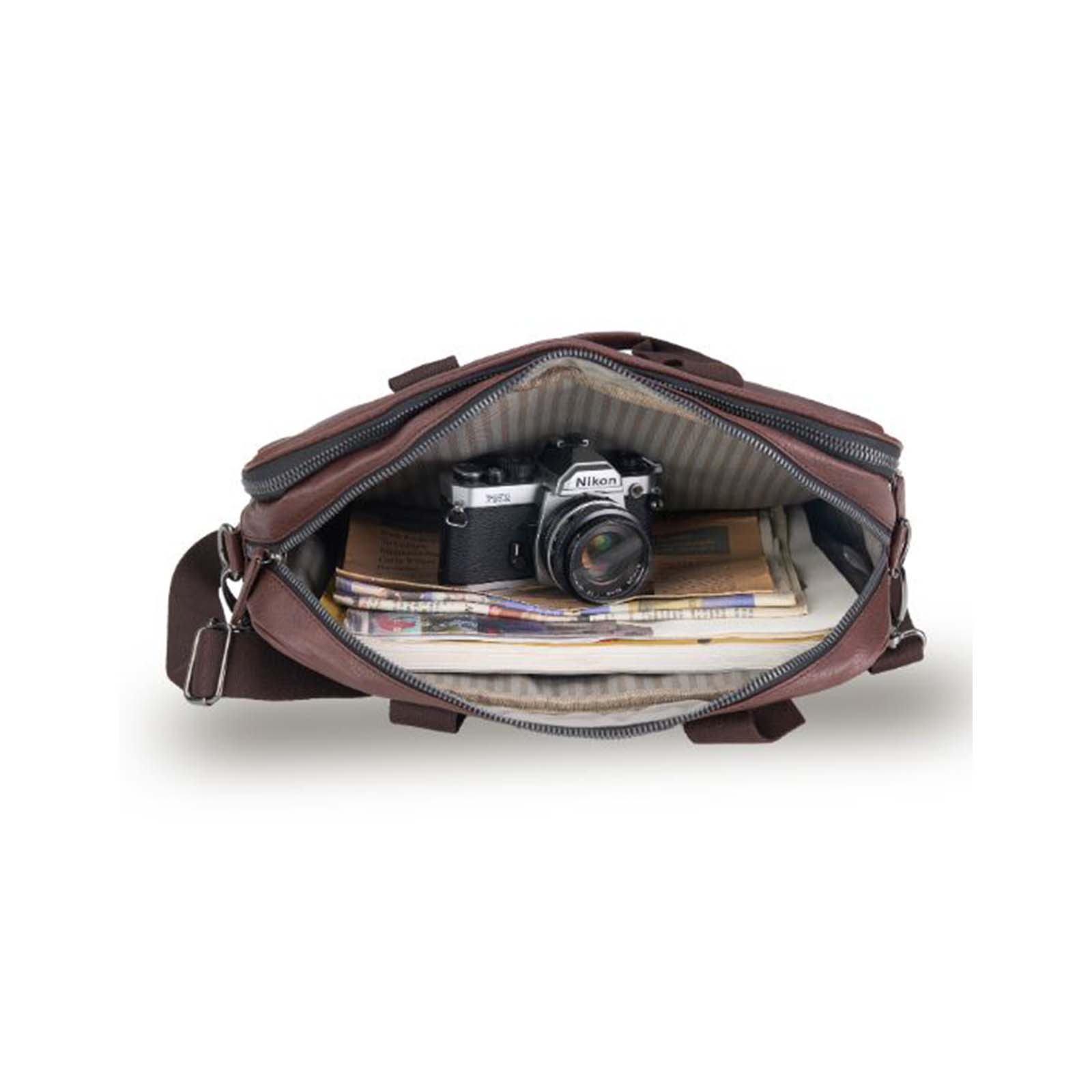 Tosca-Classic-Satchel-Chocolate-Open