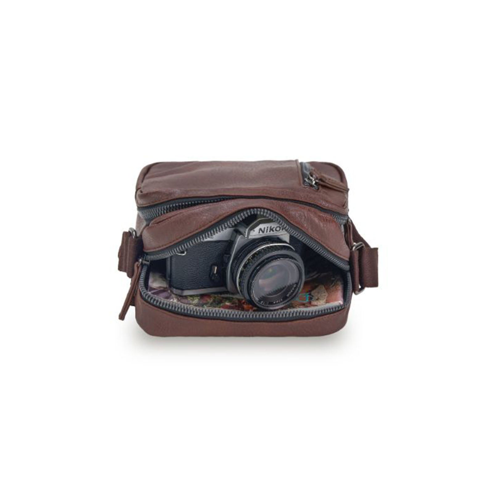 Tosca-Classic-Small-Shoulder-Bag-Chocolate-Open